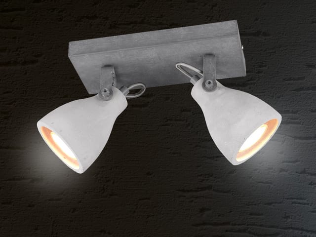 Meinewunschleuchte - Retro Led Deckenstrahler 2-flammig Mit Beton-lampenschirmen, Breite 23cm