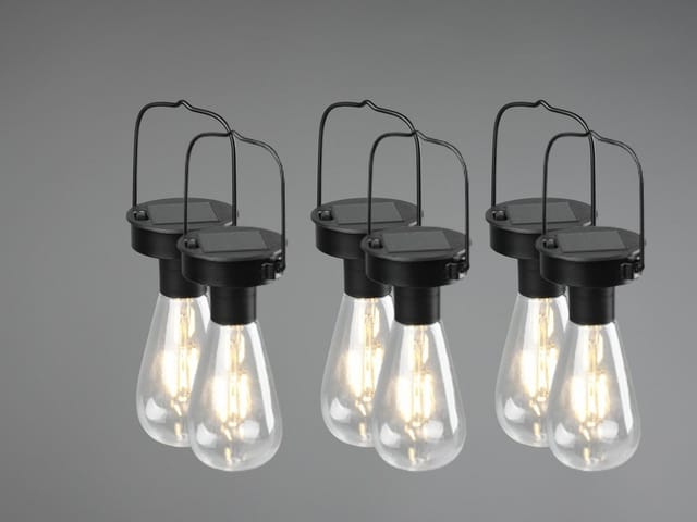 Meinewunschleuchte - Solar Led Hängeleuchte 6er Set Zum Aufhängen Schwarz Ø7cm Höhe 23cm