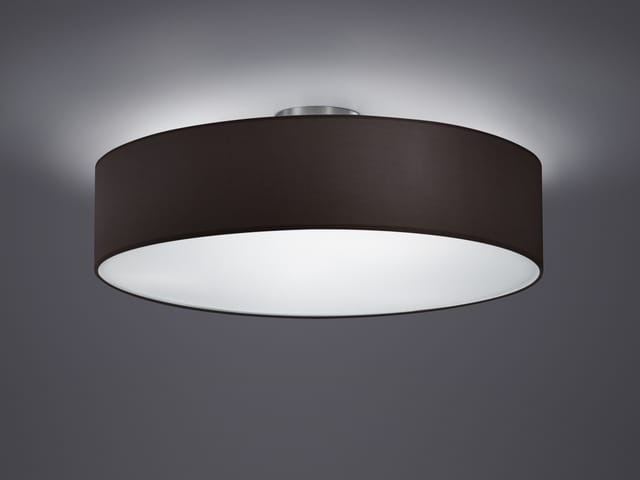 Runde Led Deckenleuchte Mit Stoffschirm In Schwarz Ø 50cm