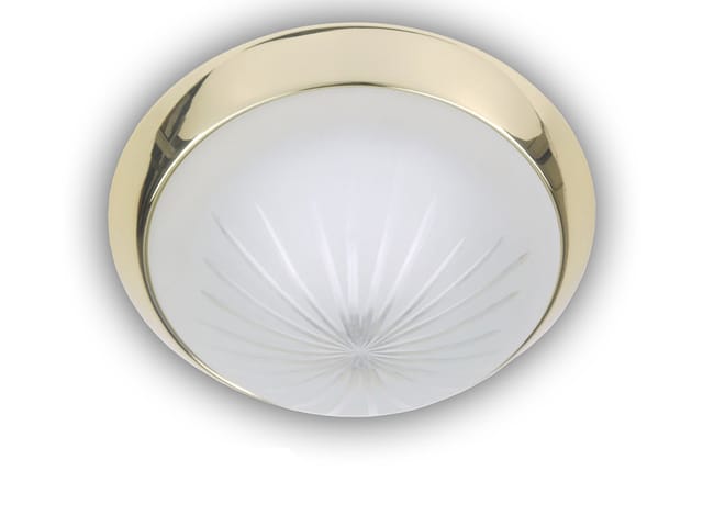 Niermann - Led Deckenleuchte Rund, Schliffglas Satiniert, Dekorring Messing Poliert, Ø 35cm