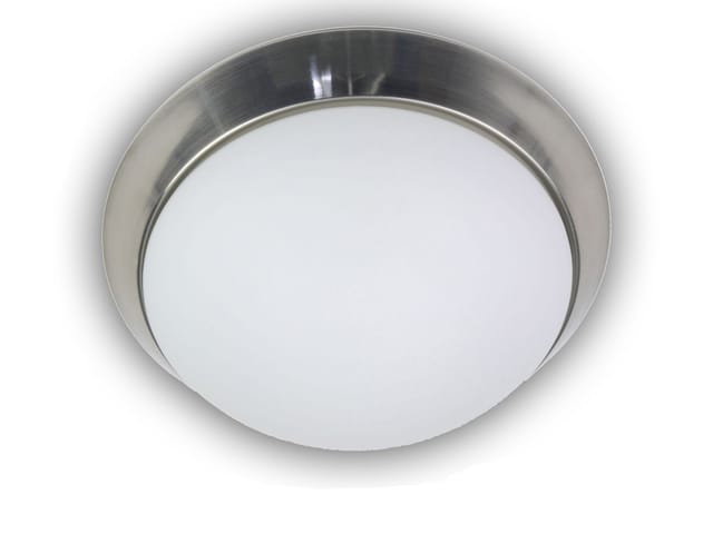 Led-deckenleuchte Rund, Opalglas Matt, Dekorring Nickel Matt, Ø 35cm