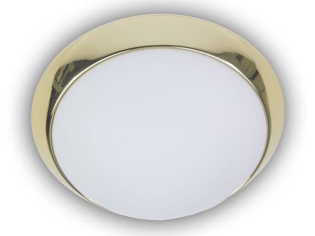 Led-deckenleuchte Rund, Opalglas Matt, Dekorring Messing Poliert, Ø 50cm