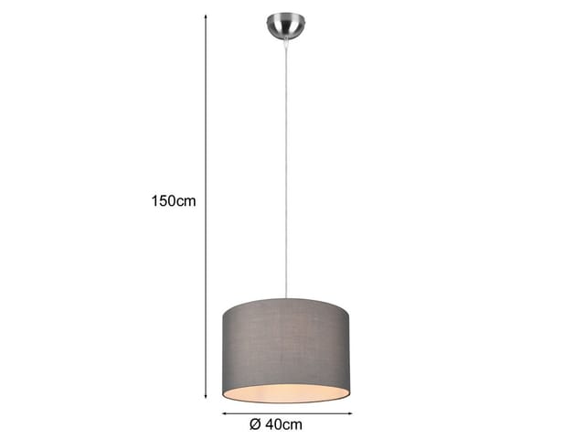 Led Pendelleuchte Mit Stoff Lampenschirm In Grau, Ø 40cm