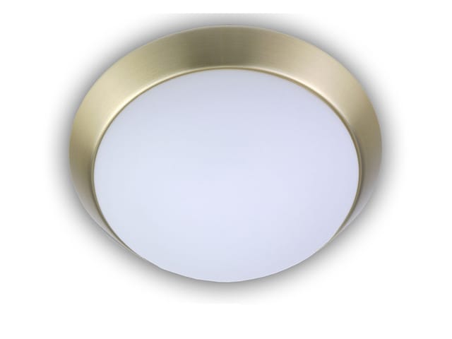 Led-deckenleuchte Rund, Opalglas Matt, Dekorring Messing Matt, Ø 30cm