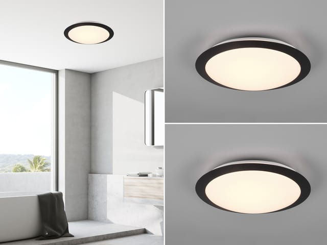 Led Deckenleuchte 2er Set In Schwarz Ip44 Badlampen, Ø 29cm