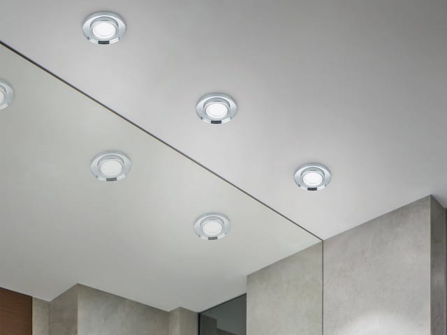 Runder Led Deckeneinbaustrahler In Silber Chrom Mit Kristallglas Ø 9cm