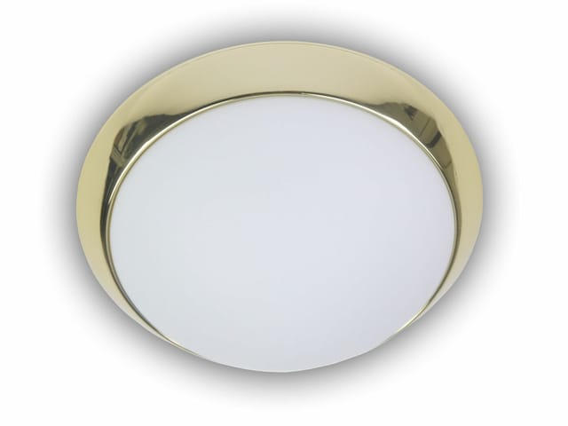 Niermann - Led Deckenleuchte Deckenschale Opalglas Matt, Dekorring Messing Poliert, Ø 25cm