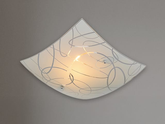 Eckige Led Deckenleuchte Dimmbar Glas Mit Modernem Dekor, Quadrat 30cm