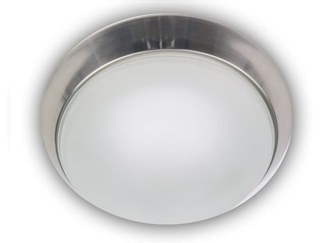 Niermann - Deckenleuchte, Glas Satiniert Mit Klarrand, Dekorring Nickel Matt, Ø 25cm