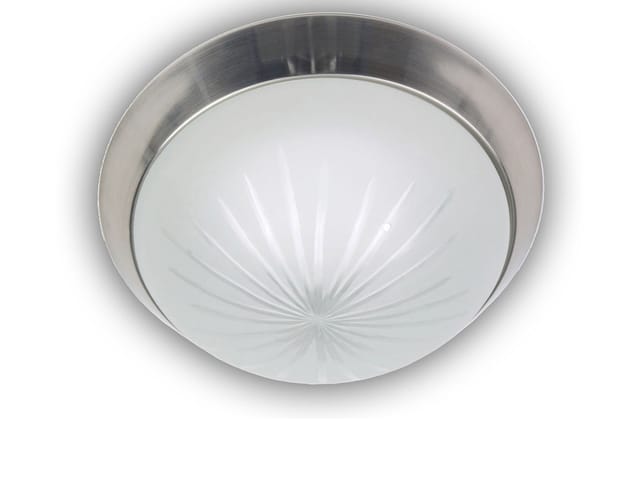 Niermann - Led Deckenleuchte Rund, Schliffglas Satiniert, Dekorring Nickel Matt, Ø 35cm