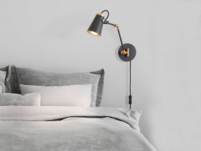 Moderne Led Wandleuchte In Schwarz Matt, Spot Variabel Verstellbar, Höhe 25cm