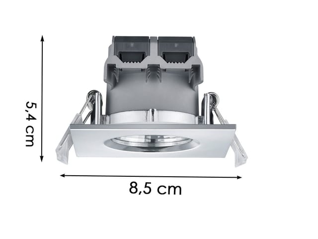 Trio Leuchten - 4er Set Ip65 Led Deckeneinbaustrahler Silber Chrom Eckig, Dimmbar, 8,5cm