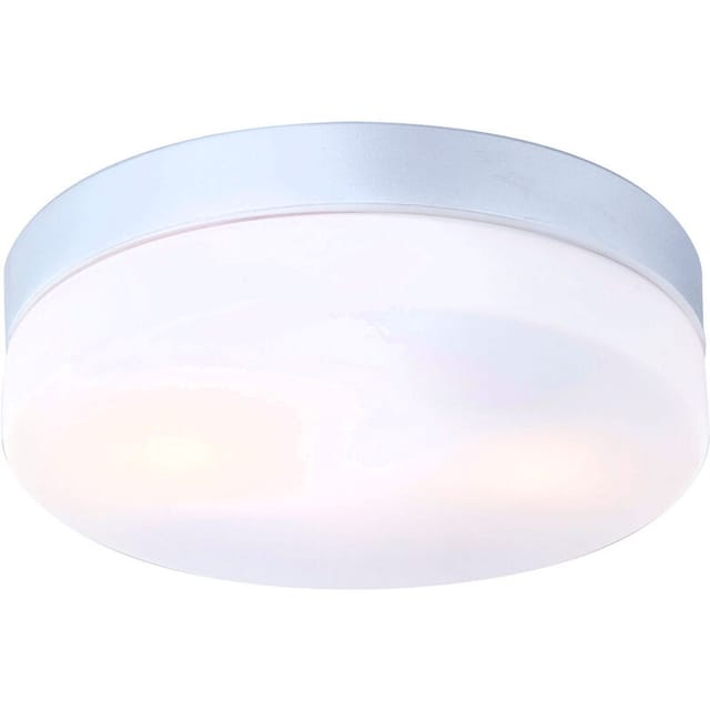Led Deckenlampe Fürs Bad, Alu Silber Mit Abdeckung Opalweiß, Ø 24cm