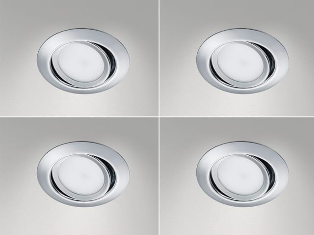 Meinewunschleuchte - Runder Led Einbaustrahler Decke Im 4er Set Schwenkbar Chrom Glänzend 5 Watt