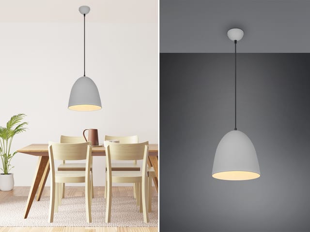 Led Pendelleuchte Einflammig Metall Grau Rund, Ø 25cm