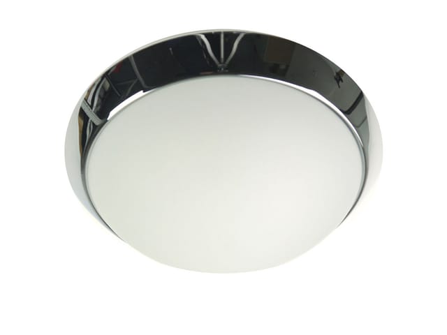 Led-deckenleuchte Rund, Opalglas Matt, Dekorring Chrom, Ø 30cm