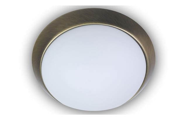 Led-deckenleuchte Rund, Opalglas Matt, Dekorring Altmessing, Ø 25cm
