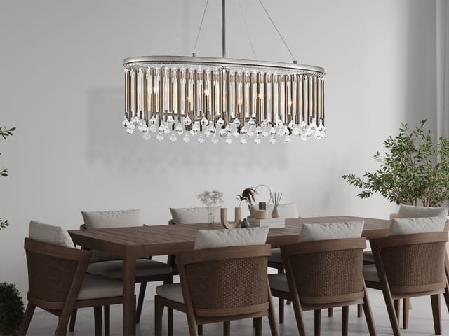 Led Großer Kronleuchter 6-flammig Mit Filigranem Kristall Glas Chrom, 92cm Breit