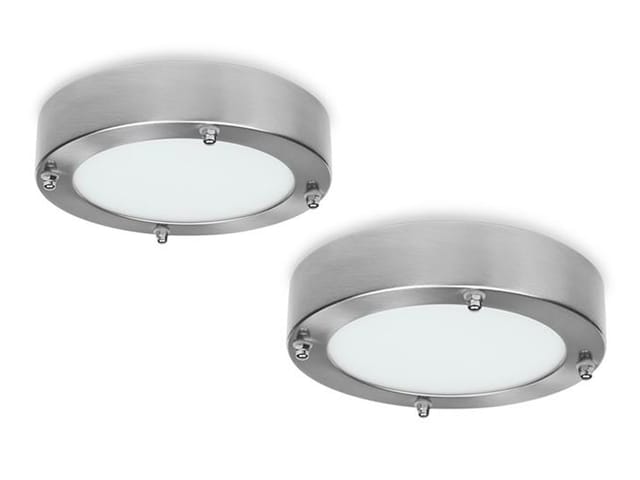 Smartwares - Led Deckenleuchten Im 2er Set Fürs Bad Aus Gebürstetem Stahl & Glas, Ø 28 Cm