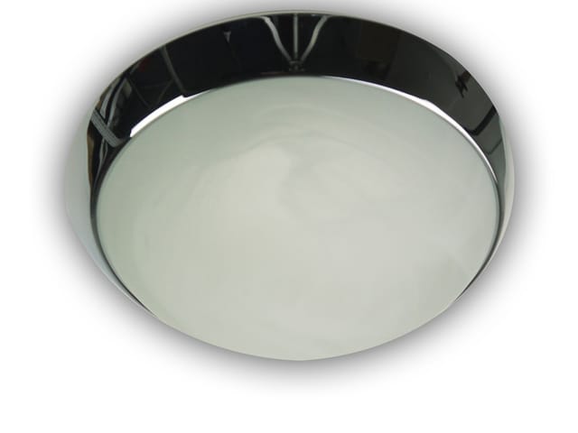 Niermann - Led Deckenleuchte / Deckenschale Rund, Glas Alabaster, Dekorring Chrom, Ø 35cm