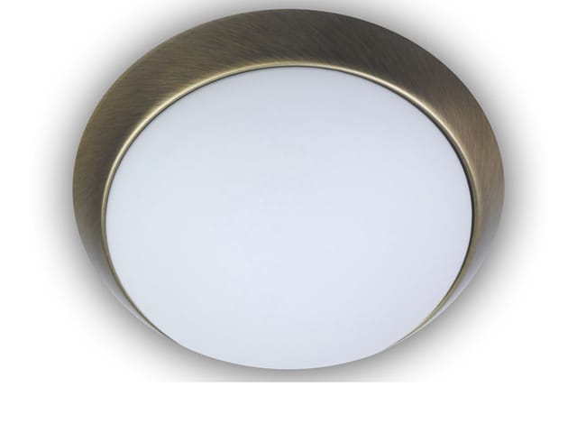 Led Deckenleuchte / Deckenschale, Opalglas Matt, Dekorring Altmessing, Ø 40cm