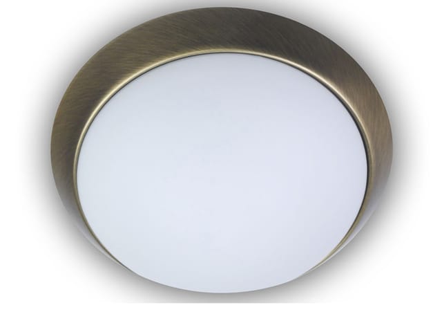 Led Deckenleuchte / Deckenschale, Opalglas Matt, Dekorring Altmessing, Ø 45cm