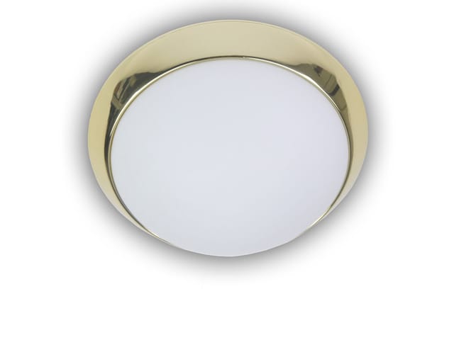 Niermann - Led Deckenleuchte Deckenschale Opalglas Matt, Dekorring Messing Poliert, Ø 30cm