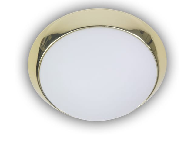 Led Deckenleuchte Deckenschale Opalglas Matt, Dekorring Messing Poliert, Ø 40cm
