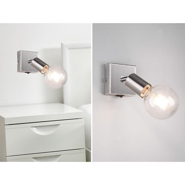 Led Wandstrahler Spot Silber Mit Schalter, Breite 9cm