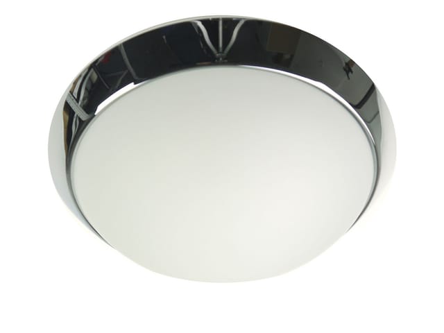 Led-deckenleuchte Rund, Opalglas Matt, Dekorring Chrom, Ø 40cm