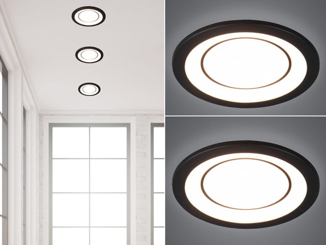 Trio Leuchten - Runder Led Deckeneinbaustrahler 2er Set In Schwarz Matt Ø 14,8cm