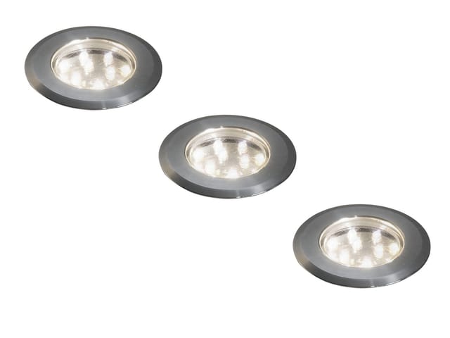Konstsmide - Erweiterungs 3er Set Mini Led Bodeneinbauspots Edelstahl/glas Ø7cm Ip44