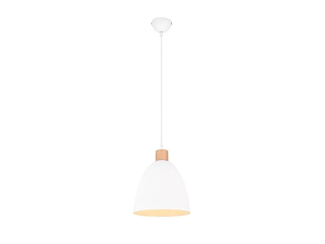 Meinewunschleuchte - Led Pendelleuchte Lampenschirm Metall/holz Weiß Dimmbar, Ø 25cm