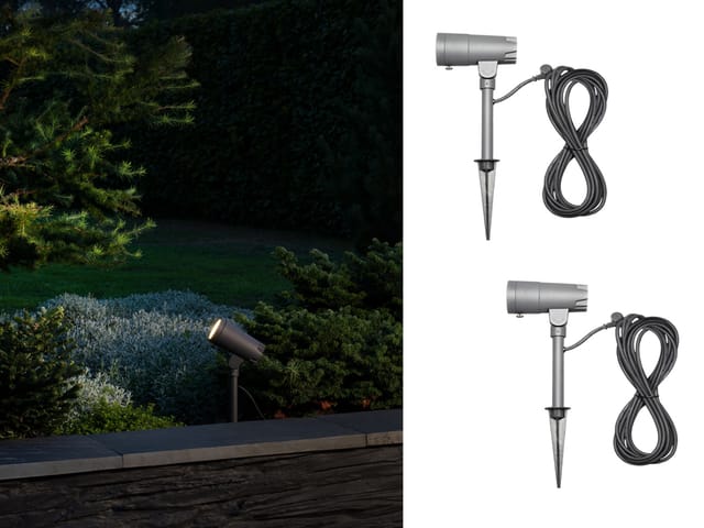 Led Garten Baumstrahler 2er Set Mit Erdspieß 12v Trafo & 10mtr. Kabel, 27cm Hoch