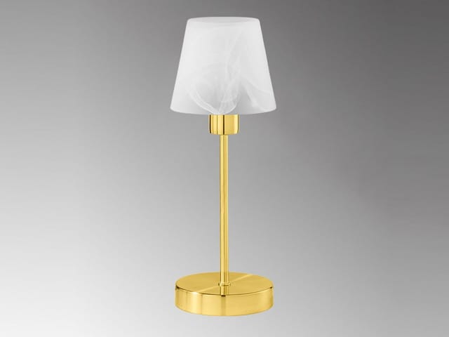 Meinewunschleuchte - Led Tischleuchte Glasschirm Weiß Sockel Messing - Touch Dimmbar, Höhe 32cm