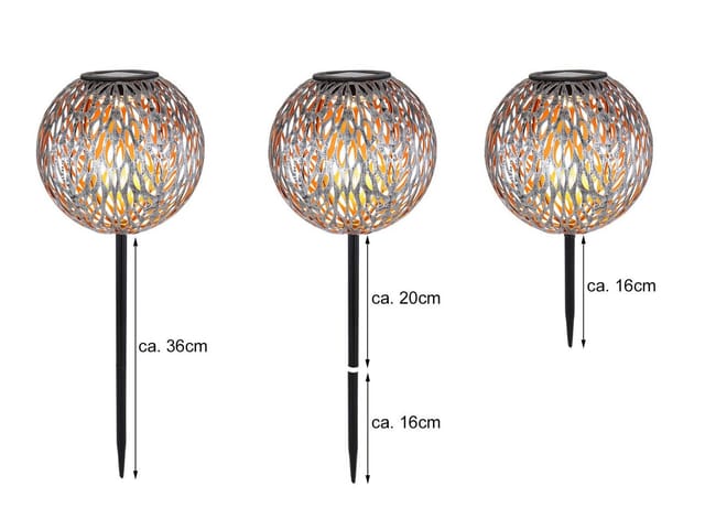 Led Metall Solarkugeln 2er Set Ø 18cm Mit Erdspieß, Silber Antik