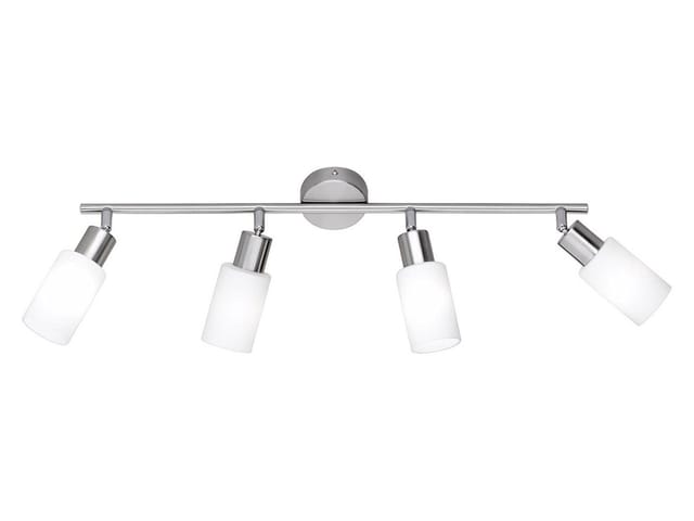Meinewunschleuchte - Led Deckenstrahler 4-flammig Silber Opal Glasschirme Weiß, Breite 82cm