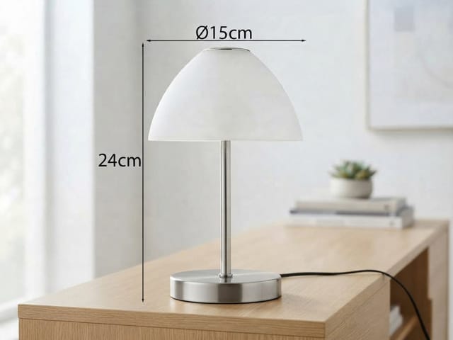 Meinewunschleuchte - Led Tischleuchten 2er Set Metall 4-fach Touch Dimmer Silber Matt, Höhe 24cm