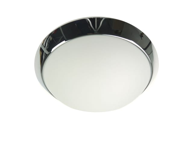Led Deckenleuchte / Deckenschale Rund, Opalglas Matt, Dekorring Chrom, Ø 25cm