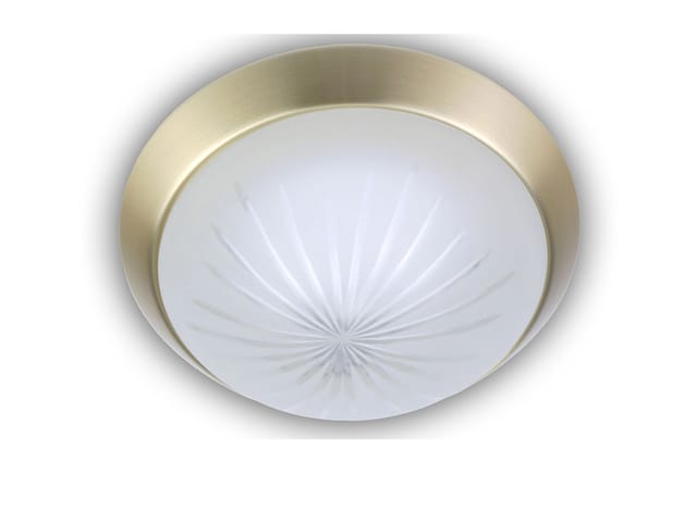 Niermann - Led Deckenleuchte Rund, Schliffglas Satiniert, Dekorring Messing Matt, Ø 35cm