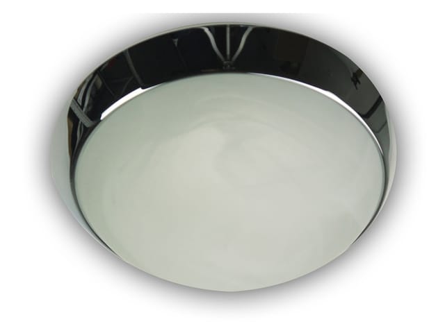 Led-deckenleuchte Rund, Glas Alabaster, Dekorring Chrom, Ø 35cm