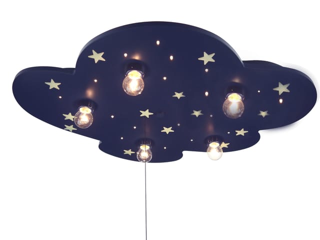 Led Deckenleuchte Mit Fluoreszierenden Sternen & Schlummerlicht, Wolke Xxl