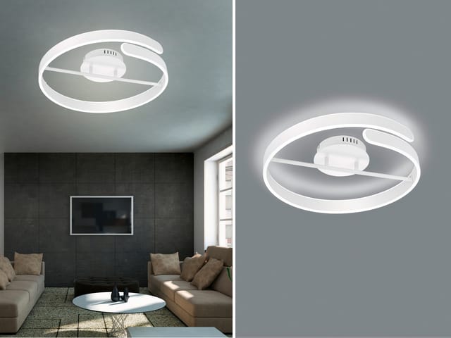 Reality Leuchten - Led Deckenleuchte Parma Metall Weiß Matt 3 Stufen Dimmer Ring, Ø 50cm