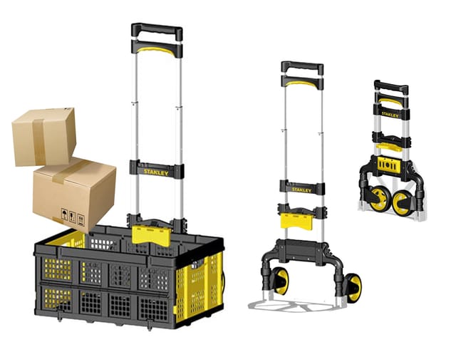 Stanley - Sackkarre Mit Spanngurt & Klappbox, 60kg Plattform 39x28cm