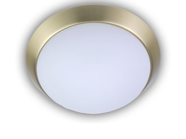 Led Deckenleuchte Deckenschale Rund Opalglas Matt Dekorring Messing Matt Ø 25cm