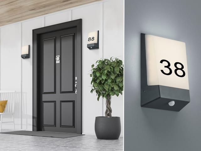 Trio Leuchten - 2er Set Led Hausnummernleuchten Mit Dämmerungssensor, Anthrazit