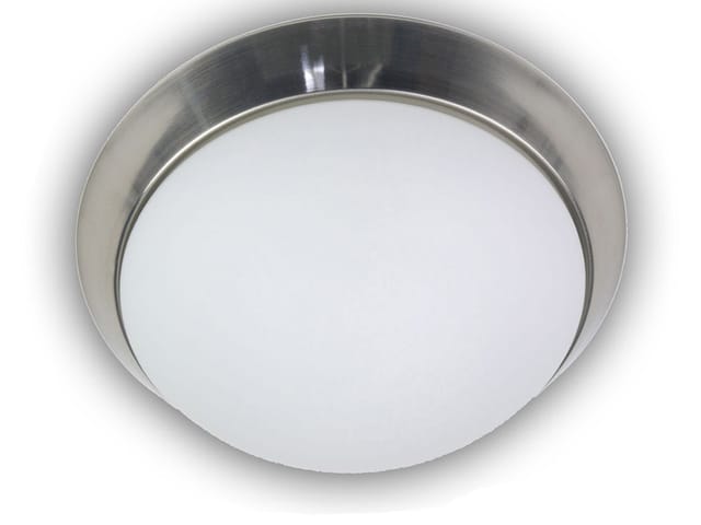 Led Deckenleuchte / Deckenschale, Opalglas Matt, Dekorring Nickel Matt, Ø 45cm