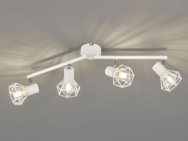 Meinewunschleuchte - Led Deckenstrahler Weiß 4-flammig, Gitterlampe Schwenkbar, Breite 60cm