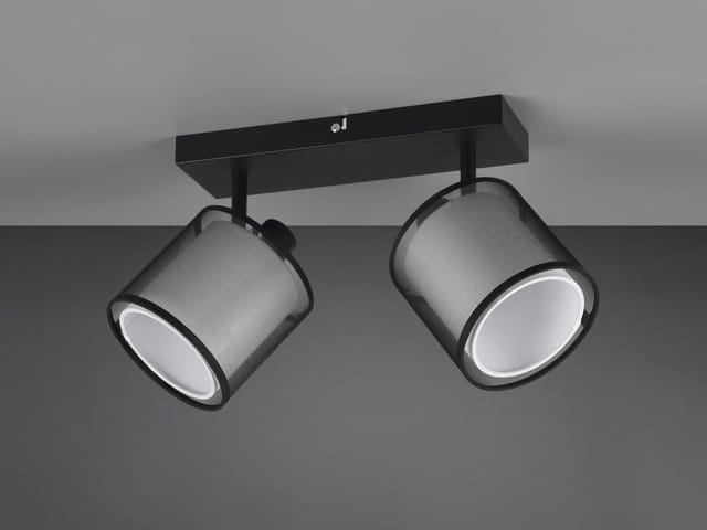 Meinewunschleuchte - Led Deckenstrahler 2-flammig Stoff Organza Schwarz Weiß, Breite 32,5cm