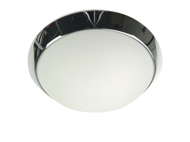 Led-deckenleuchte Rund, Opalglas Matt, Dekorring Chrom, Ø 35cm